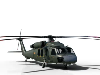 PBR Chinese Z-20 armed helicopter Z20 Low-poly 3D model
