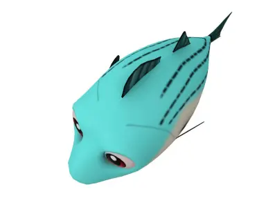 White Bass Fish Cartoon Animated Low-poly 3D model