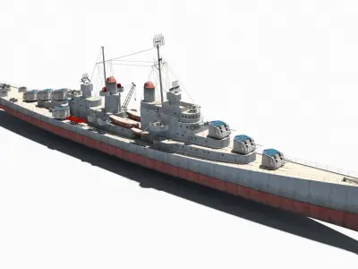 USS Atlanta CL-51 Low-poly 3D model