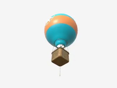 Balloon Hot Air 01 Blue Orange - Aircraft Cartoon Low-poly 3D model