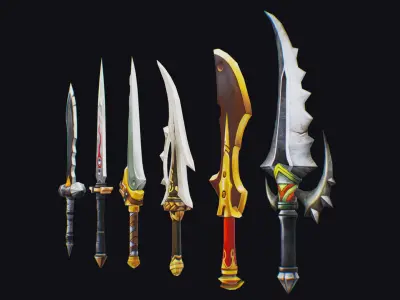 Dual Handed Dagger Edged Weapon Melee Knife Blade Low-poly 3D model