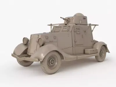 FAI M Armoured Car Clay VRay 3D model