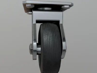 Castor metal caster Low-poly 3D model
