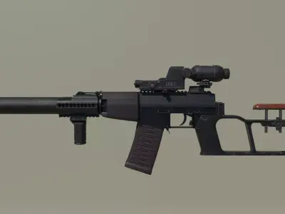 VSS Vintorez Suppresed Tactical Sniper Rifle Low-poly 3D model