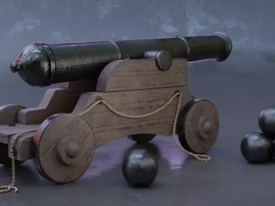Cannon 3D Model Blender Low-poly 3D model