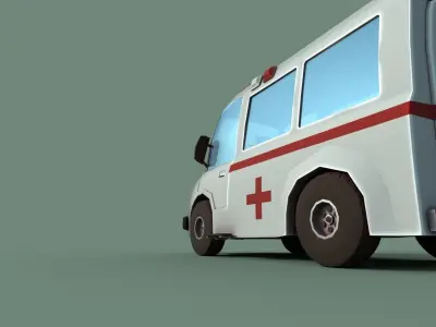 Ambulance cartoon Low-poly 3D model