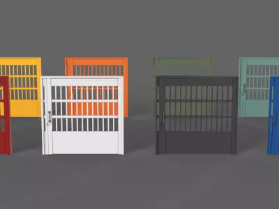 PBR Metal Gate B5 Low-poly 3D model