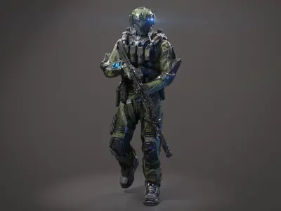 SCIFI - ASSAULT SOLDIER Low-poly 3D model