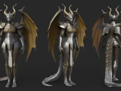 Dragon Woman Low-poly 3D model