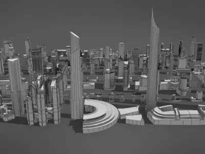 120 lowpoly buildings Low-poly 3D model