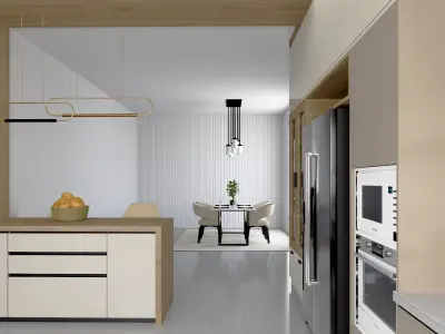 Modern Kitchen Free 3D model 10
