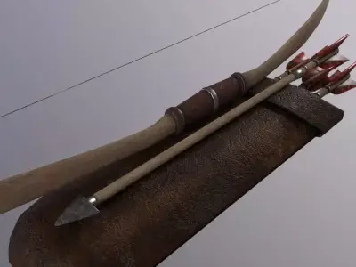 Bow arrow quiver Low-poly 3D model