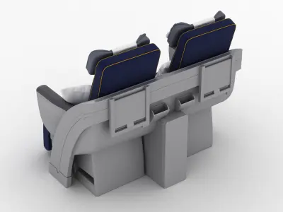 Lufthansa Airplane Cabin Seats 3D model