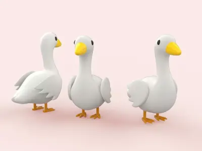 Cartoon Duck Animal Style Cute Low-poly 3D model