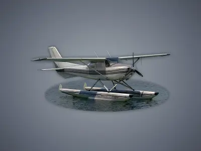 Cessna 182 Skylane Seaplane Low-poly 3D model