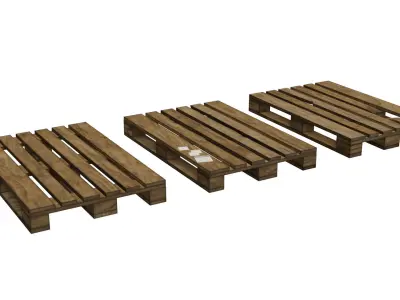 Pallet collection - Wooden industrial pallet Low-poly 3D model