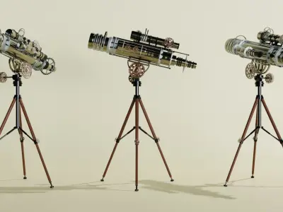 Antique Tripod Telescope - 3d Model Free 3D model