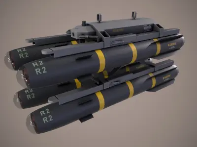 AGM-114 Hellfire Missile Launcher X4 Low-poly 3D model