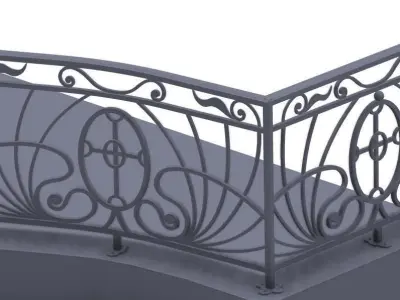 Christian church handrail 3D model