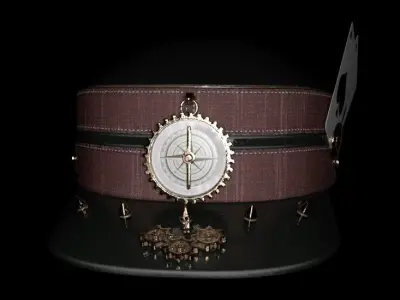 Hat military old Card style  Low-poly 3D model