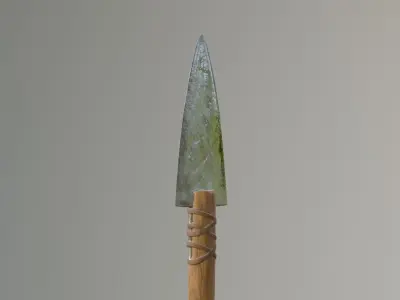 spear low-poly PBR with wooden handle Low-poly 3D model