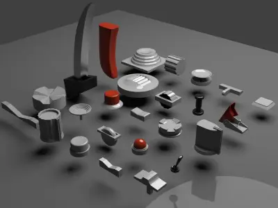 Controls buttons switch trim trigger paddle aircraft 3D model