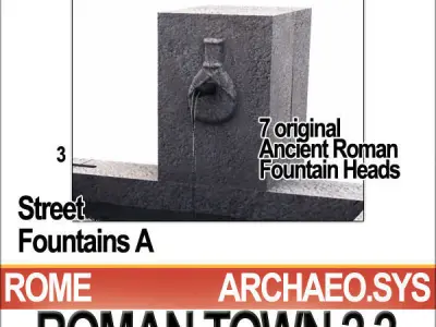 Roman Town Street Fountains A 2 2 Low Poly Pompeii type 3D model