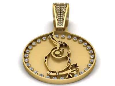 Gold Cockatiel Pendant 3D print model