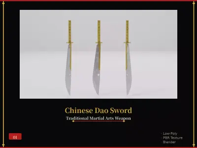 Chinese Dao Sword - Traditional Martial Arts Weapon 01 Low-poly 3D model