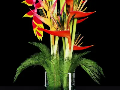 Plant 8 bird of paradise flower arrangement 3D model