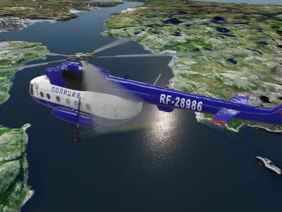 Mi-8AMT Russian Police Animated Low-poly 3D model