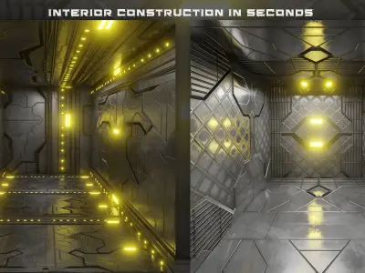 Sci Fi Interiors Modular Low-poly 3D model