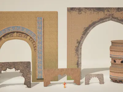 Monks Temple Modular Kit Game Ready 3D Assets Texture Packs UE Low-poly 3D model