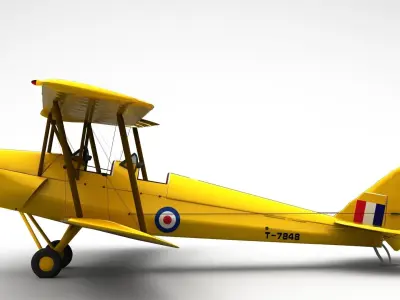 De Haviland 82A Tiger Moth Low-poly 3D model