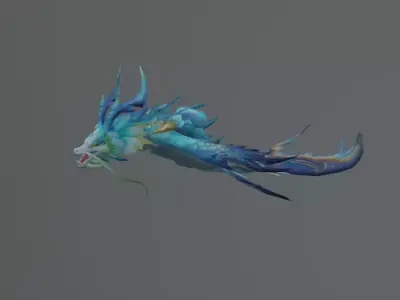 Blue Fish Dragon Fantasy Low Poly Low-poly 3D model