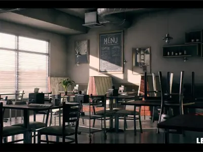 Coffee Shop Environment Free low-poly 3D model