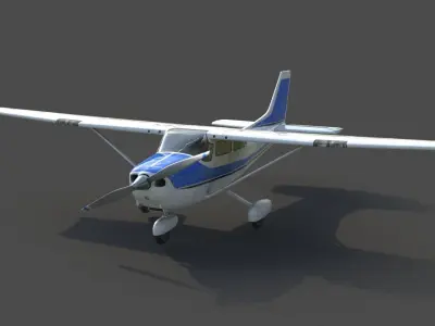 Cessna Airplane with interior Low-poly 3D model