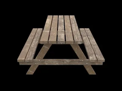 PicnicBench01 wooden picnic table Low-poly 3D model