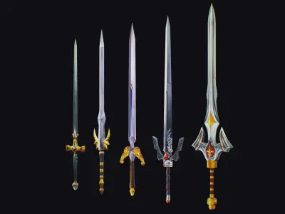 Sword Edged Weapon One Handed Medieval Melee Knife Iron Blade Low-poly 3D model