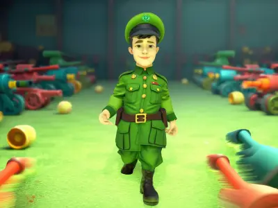 Cheerful Soldier Character model pack Low-poly 3D model