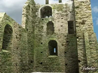 Ruins stone castle with windows and arches 3D model