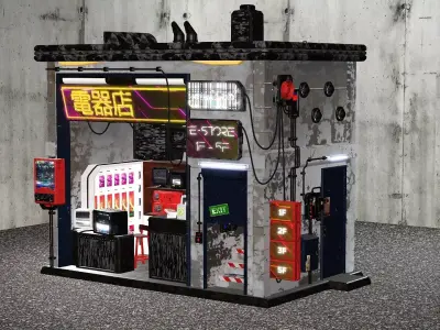 Sci-Fi Market Shop Building 03 3D Model Low-poly 3D model