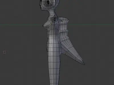 Alien Fish Woman BASE MESH Free 3D model