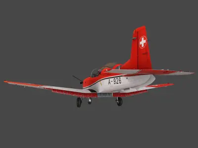 Pilatus PC-7 Mk-I SAFRedWhite Low-poly 3D model