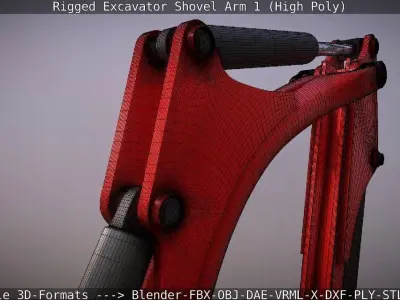 Rigged Excavator Shovel Arm -1- High-Poly 3D model