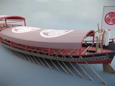 Gozabune - Japanese ship Low-poly 3D model
