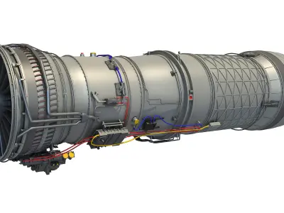 3D Military Turbofan Afterburning Engines 3D model
