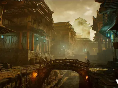 Asian Canal Environment Low-poly 3D model