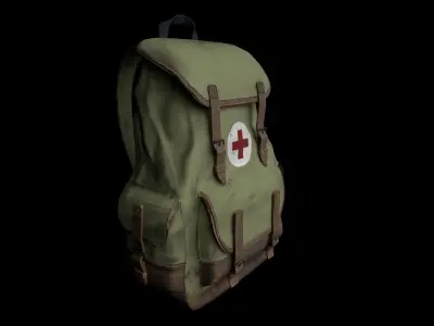 WW2 Medical Backpack Low-poly 3D model