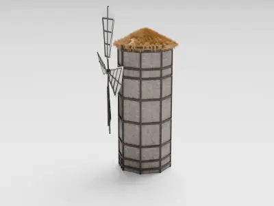 Medieval Windmill Low-poly 3D model